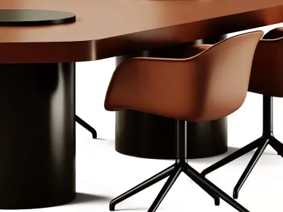 Sancal Bold Table and Muuto Fiber Armchair 3D model
