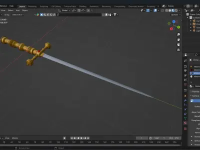 Golden looking  Stilleto 3D model