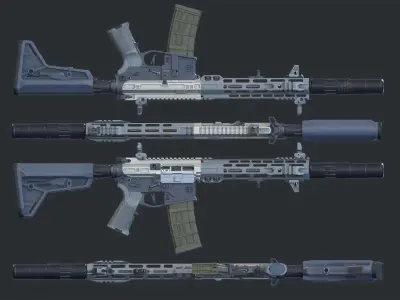 AR 15 Low-poly 3D model purchase