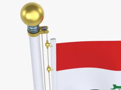 IraqFlagStandPoleAnimated 3D model