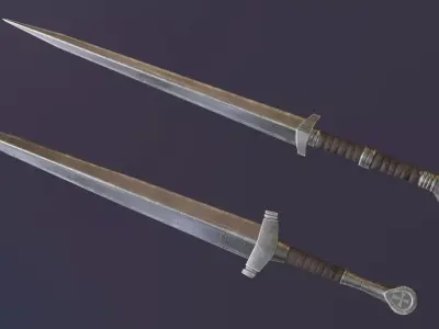 Two low-poly swords 3D models Low-poly 3D model