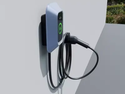 Wall-mounted EV Charger - Electric Vehicle Charging Station 3D model