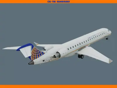 CRJ700 United Low-poly 3D model