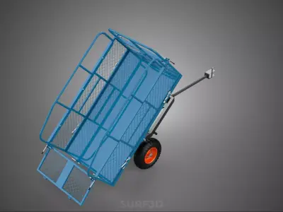 TILTING LIFTER TRAILER CAGE CARGO CART WAGON GARDEN ATVS TRACTOR 3D model