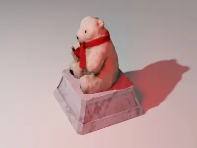 Baby Polar Bear Toy Low-poly 3D model