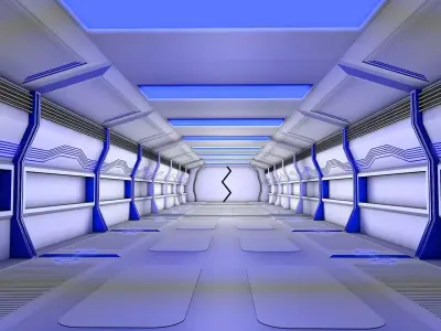 sci-fi game corridor  Low-poly 3D model