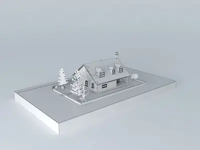 House with porch  Free 3D model