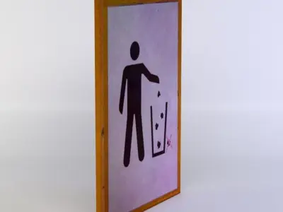 Waste sign Low-poly 3D model