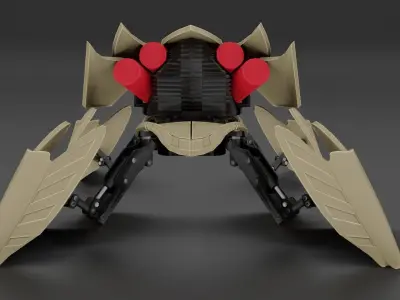 Flamethrower Robot Drone - Game Ready Character PBR low-poly  Low-poly 3D model