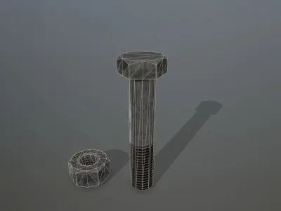 Bolts bolt and nut Low-poly 3D model 19
