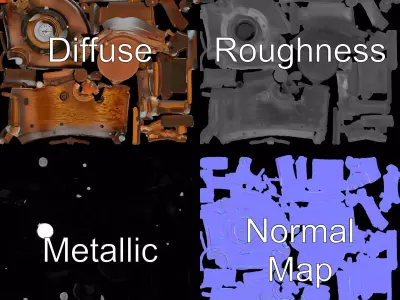 Steampunk Boiler Gauge model pack Low-poly 3D model