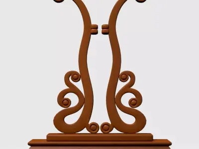 Chinese Traditional Palace Hand Fan Wooden Stand Low-poly 3D model