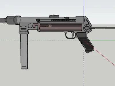 MP-40 machine gun Low-poly 3D model