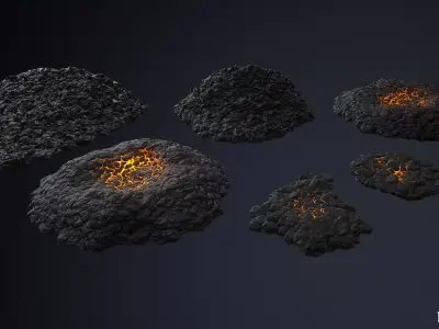 Blacksmith Coal Piles Low-poly 3D model