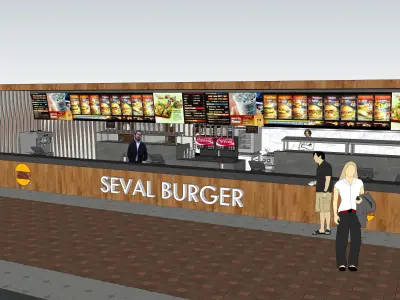 Commercial Airport Burger Kitchen Shop 3D model