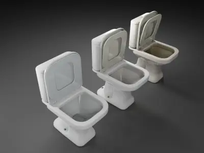 Toilet with 3 finishing options Low-poly 3D model
