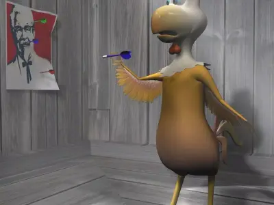 Cartoon chicken RIGGED Low-poly 3D model