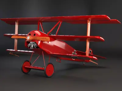 Fokker DR1 Red Baron Low-poly 3D model
