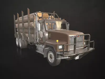 Classic Logging Truck Low-poly 3D model