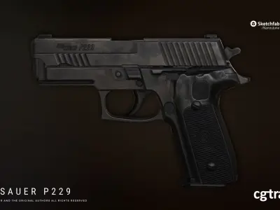 SIG-Sauer P229 Low-poly 3D model