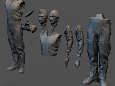 Fighter pilot saluting 3D print model