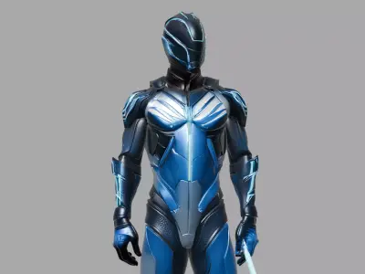 Blue Neon Sci Fi Cyborg 3D model