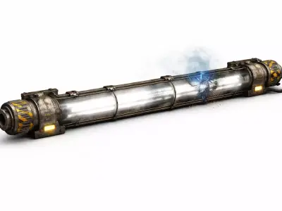 Sci-Fi Industrial Neon Tube Light- Broken Spark Version - PBR Low-poly 3D model