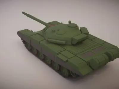 Simple T-72A Tank Low-poly 3D model