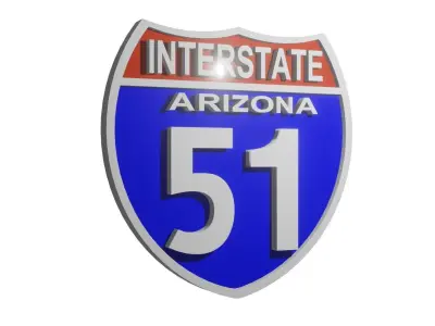 Sign Highway Arizona Interstate 51 3D model