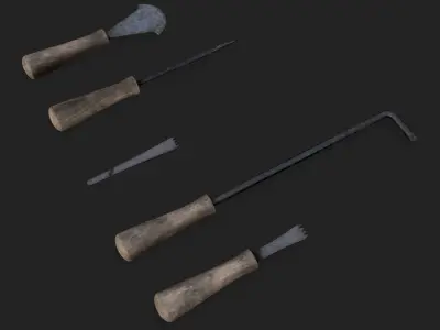 Leather Working Hand Tools Low-poly 3D model