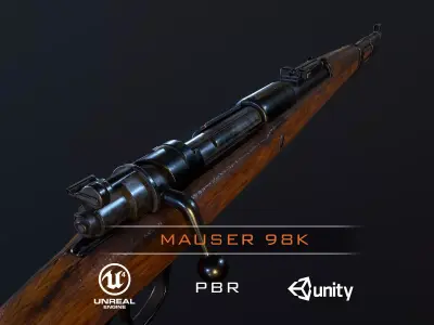 Mauser 98k  kar98 WW2 german Rifle Low-poly 3D model