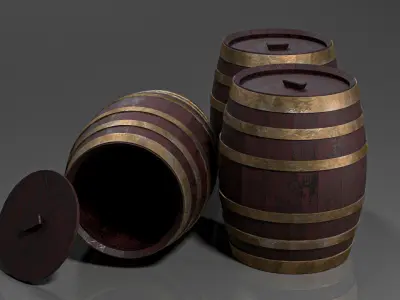 Wood Barrel  Low-poly 3D model purchase