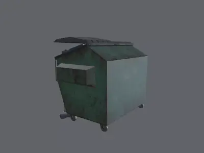 Rusty Garbage Dumpster Low-poly 3D model