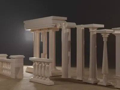 Antique set Pillar  3D model