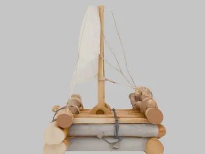 Small Log Raft 3D Model Low-poly 3D model