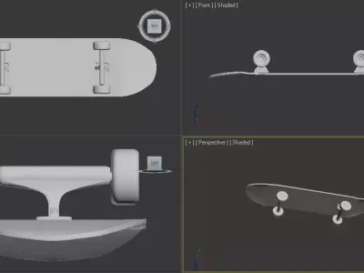 Skateboard with different parts 3D model