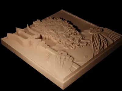 Poseidon CNC 3d Print High Relief Sand Casting 3D print model