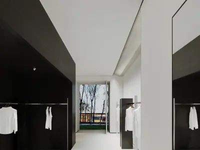 Modern Minimalist Clothing Store Interior Scene 3D model
