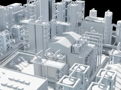 Mega Refinary 3D model 3D model