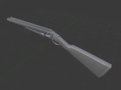 LowPoly DoubleBarrel Shotgun Low-poly 3D model