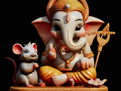 Ganesh  and Satellite Low-poly 3D model