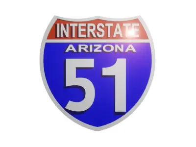 Sign Highway Arizona Interstate 51 3D model