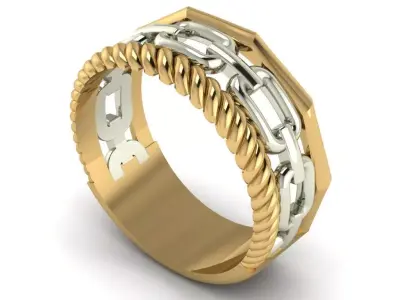 portofino ring with yellow and white gold 3D print model