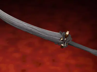 Stylized Heavy Two-Handed Curved Blade  3D model