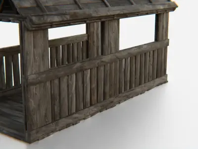 Old Wooden Medieval Building Shed 1 Low-poly 3D model