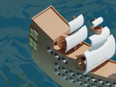 low poly ship  Low-poly 3D model