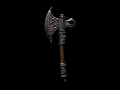 Battle Axe Low-poly 3D model 3