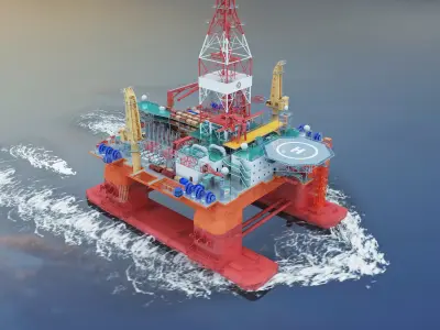 Offshore drilling platform-oil drilling 3D model buy