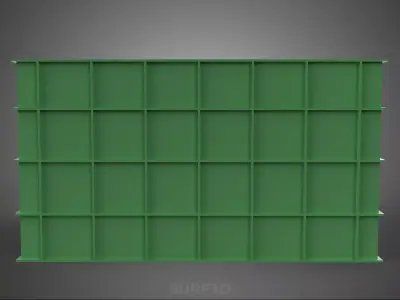 STANDARD SQUARE GREEN MODULAR UTILITY STORAGE PLASTIC CRATE BOX 3D model