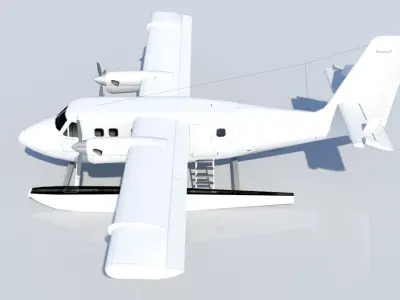DHC-6 Twin Otter Floats Static Low Poly  Low-poly 3D model